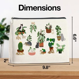 YeleY Plant for Plant Lovers - Cat for Cat Mom Cat Lovers - Cat Lovers for Women - Black Cat Makeup Bag Cosmetic Bag Makeup Zipper Pouch