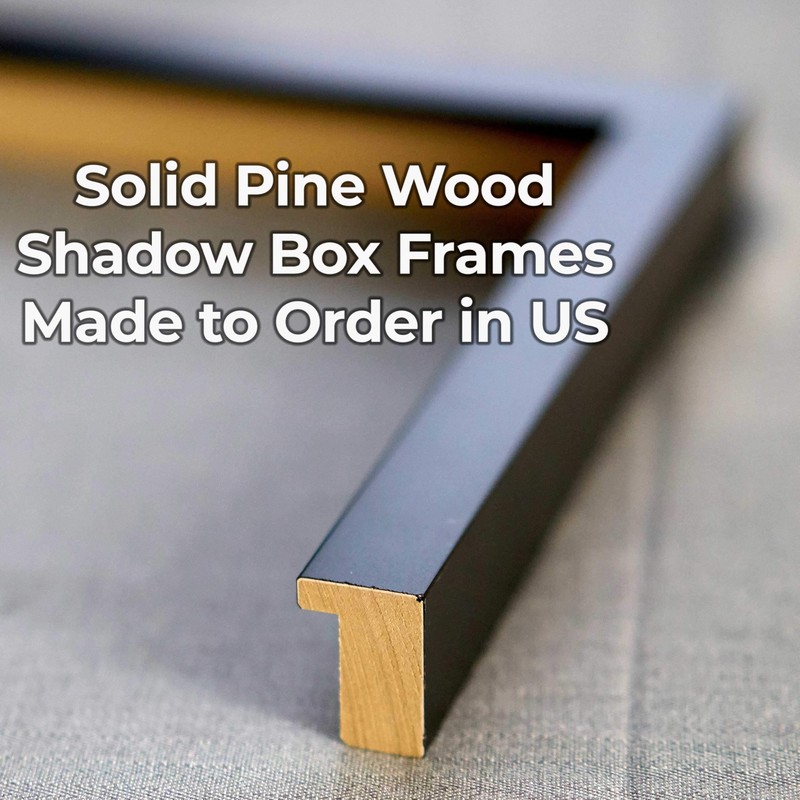 16x16 Shadow Box Gallery Wood Frames - Black DEEP Shadowbox