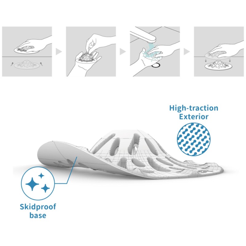 HUROYAMA Hair Catcher, Clogged drains, Messy Cleaning, Soft Silicone, Tool-Free
