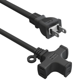 Extension Cord, 16.4 ft (5 m), 3 Outlets, Connectable, Power Cord, Distribution Cord, Extension Power, Power Supply, Round Plug, PSE, 2 Core, Double Covered, For Work, Soft Type, Black, Cold