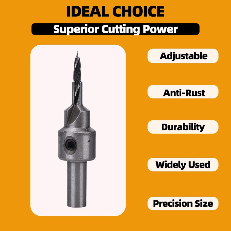 YaaYii Adjustable Multi-Step Countersink for Confirmat Screw Two-Piece Drill Bit
