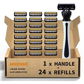 Maquinilla de afeitar de 3 hojas, cartuchos de recarga manuales de plástico antideslizantes para hombres, cuidado de limpieza facial reutilizable
