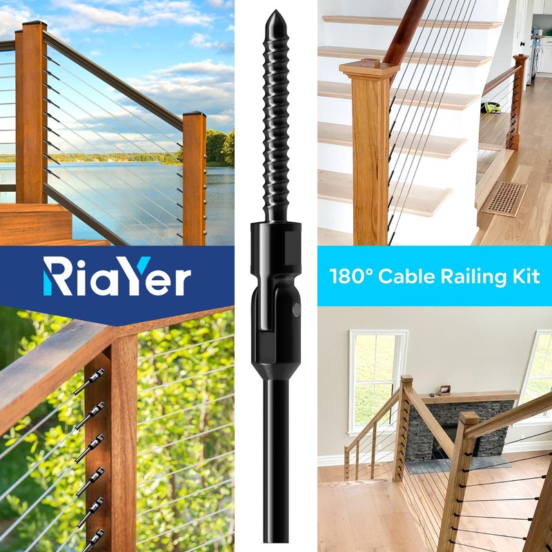RiaYer 40 Pack Black Cable Railing Kit & Hardware, T316