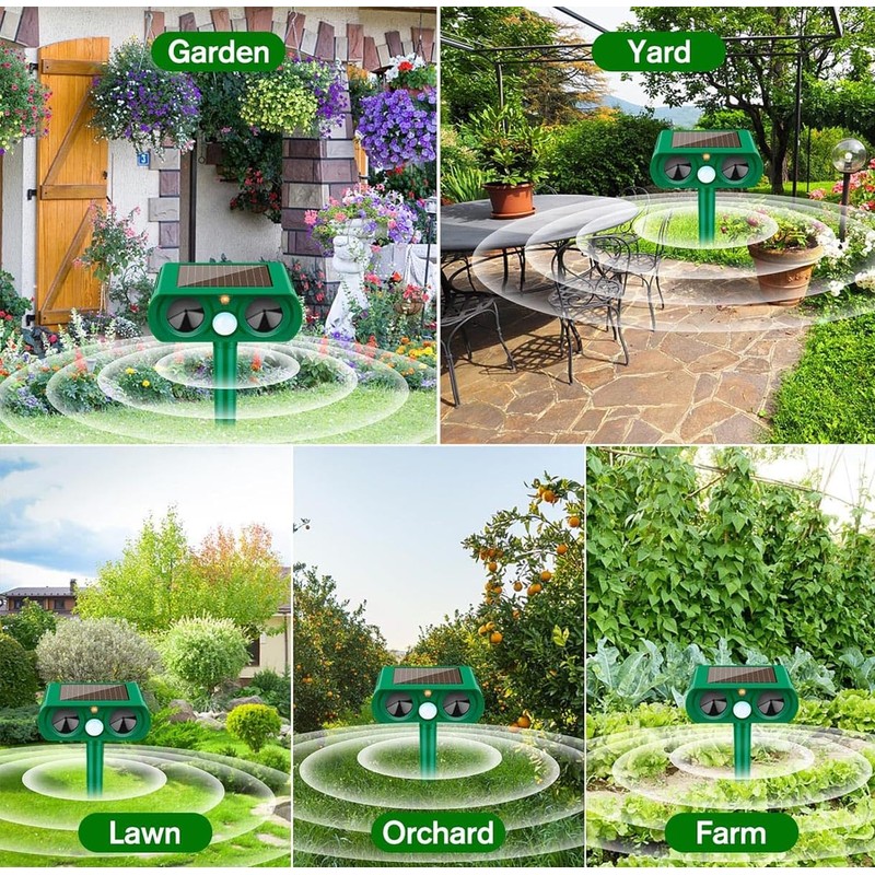 2 Pack Ultrasonic Animal Repeller Outdoor Solar Ultrasonic Repellent Animal