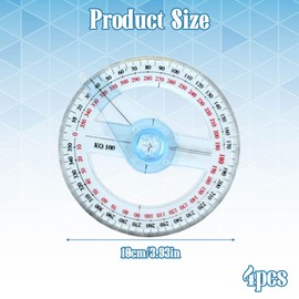 4Pcs Round Protractor Full Circle Durable Material of Full Circle Protractor Convenient Carry for 360 Protractor Used for Product Design Learning Drawing Military Life Etc