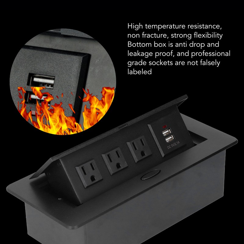 Power Socket Slow Opening Waterproof Modern Recessed Power Strip Desk
