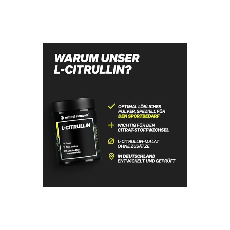 natural elements L-Citrulline Malate Powder 2:1 - 500 g Powder