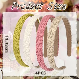 Zernblend 4 Pieces Trendy Headbands, Women's Hairbands, Hairband, Hairbands (Khaki/Beige/Yellow-Green/Pink)