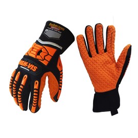 Seibertron HIGH-VIS SDXO2 Supergrip and Gel Filled Anti Vibration Oil Resistant and Water Resistant Palm Impact Anti-Vibe Protection Full Finger Safety Working Gloves L