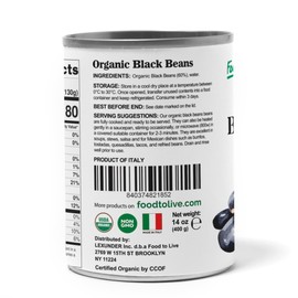 Food to Live Organic Canned Black Beans, 14 oz (Pack of 8) - Unsalted Non-GMO Frijoles Negro. Perfect for Salads, Soups, Stews. Vegan. Made in Italy
