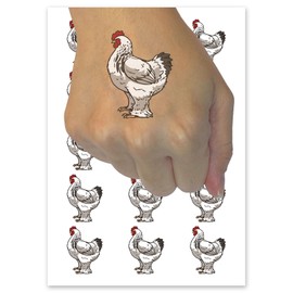 Big Brahma Chicken Feathered Legs Temporary Tattoo Water Resistant Fake Body Art Set Collection - 54 1" Tattoos (1 Sheet)