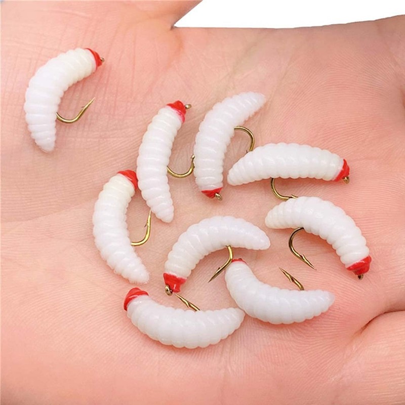 50 unidades de gusano de pesca con mosca húmeda, moscas