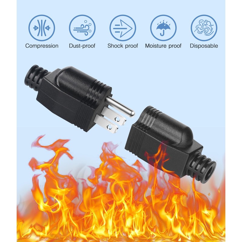 NEMA 5-15P Electrical Replacement Plugs End, Extension Cord Ends 125V