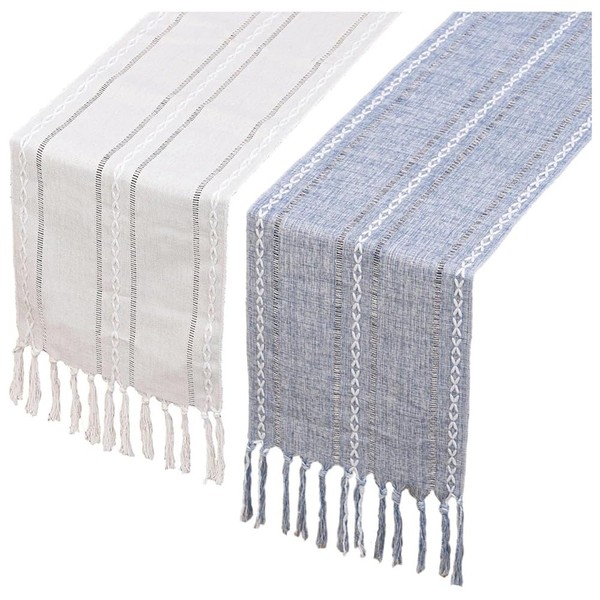 Povxlum Table Runner 2Pack 13 x 78 Inches Linen Boho