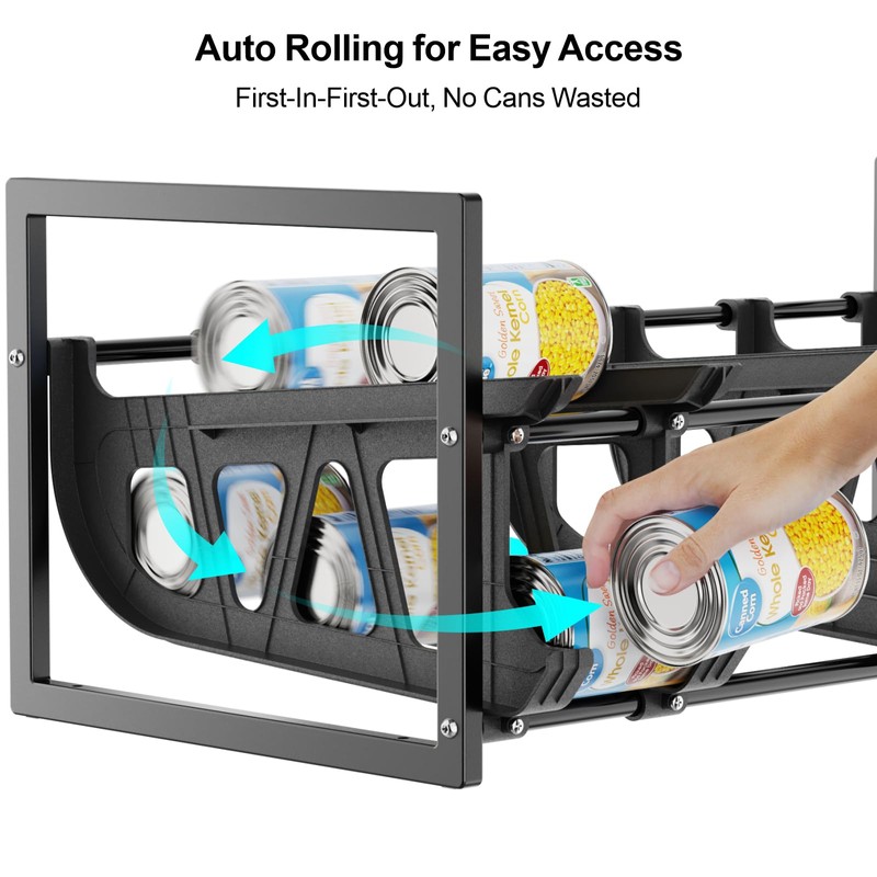 iSPECLE Can Organizer for Pantry, Hold 60 Cans Auto Rolling