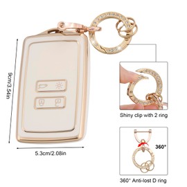 Car Key Cover for Renau1t, 4 Buttons Car Key Fob for Renau1t, TPU Cover Shell with Keychian for Renau1t Clio Megane Koleos Kadjar Talisman Captur Espace Dacia Duster White