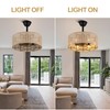 18" Boho Caged Ceiling Fan with Lights, Rattan Fan with