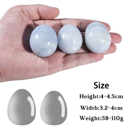 dssmboom Polished Blue Celestin Crystal Egg with Wooden Stand, 40-45mm Natural Celestin Stone Egg Figure for Meditation Home Decoration