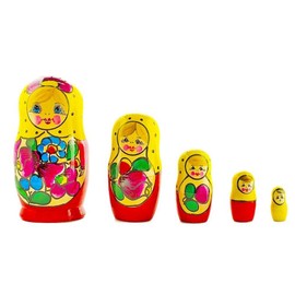 BestPysanky Set of 5 Maydanovskaya in Yellow Scarf Russian Nesting Dolls Matryoshka 6 Inches