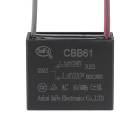 YOKIVE Ceiling Fan Capacitor CBB61 Metalised Polypropylene Film Capacitor Large for Fan Pumps Motors Running (1.5/3uF 250V AC 3 Wires 50/60Hz)