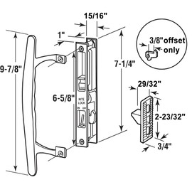 ACEPLANET Flush Mount Non-Keyed Sliding Glass Door Handleset, 6-5/8" H.C., Fits 1" to 1-1/8" Thick Doors, Features Night Lock & Hook Latch, Non-Handed, Florida Bronze