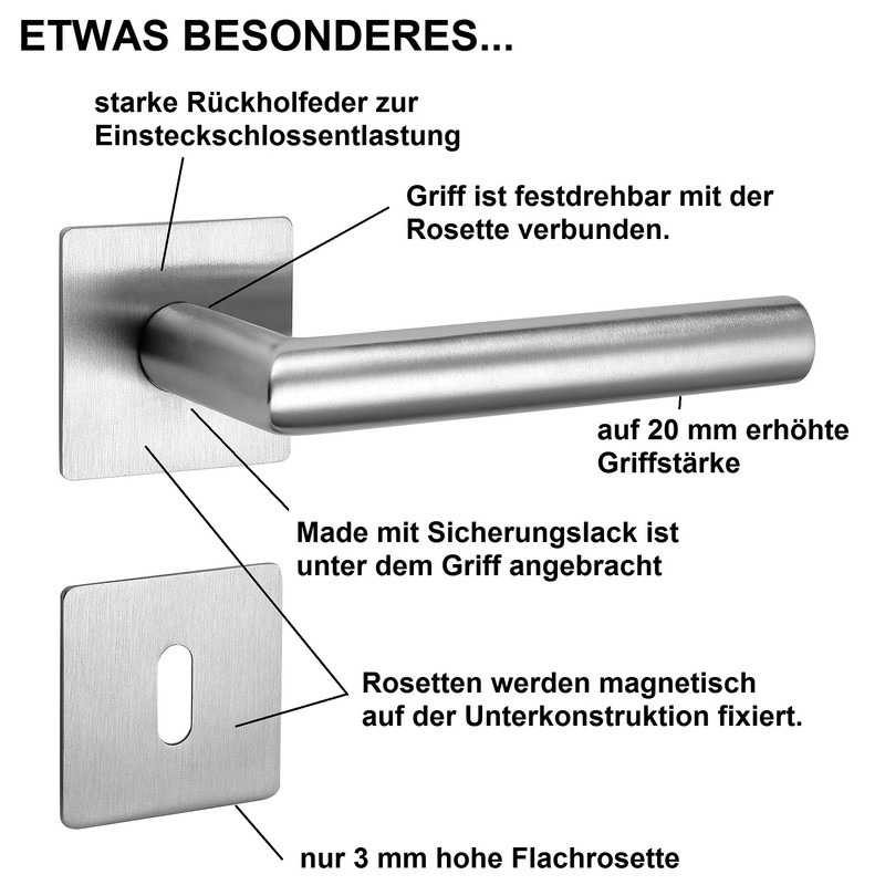 ck-türbeschläge New Orleans Q Handle Set 3 mm Magnetic Flat