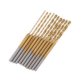 KOZTOL 10Pcs Mini Twist Drill Bit Set, Micro Engraving Drill Bits, HSS 2.35mm Shank Titanium Coated 0.6mm to 2.2mm, Hole Drilling Tool for DIY, Jewelry, Amber, Circuit Board-Gold