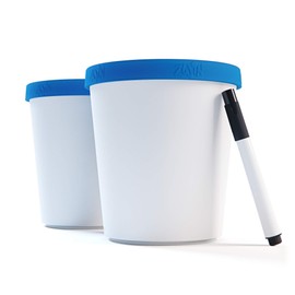Zwin® Set of 2 Ice Cream Storage Containers, 1 Litre, Ice Containers with Write-On Lid, Reusable Ice Containers, BPA-Free, Ideal for Homemade Ice Cream
