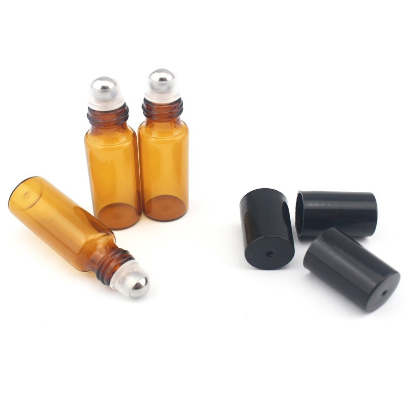 24 5 ml Bernstein Glas Roll-On Flaschen nachfüllbar Roller Flasche