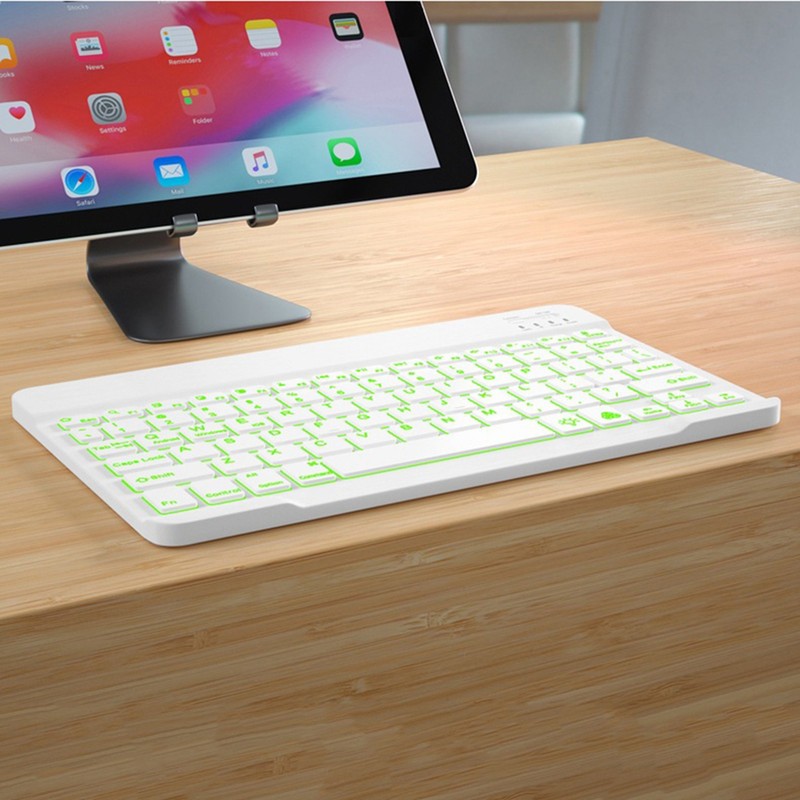 10 inch Wireless BT Keyboard Ultra-thin Rechargeable BT Keyboard Three-system