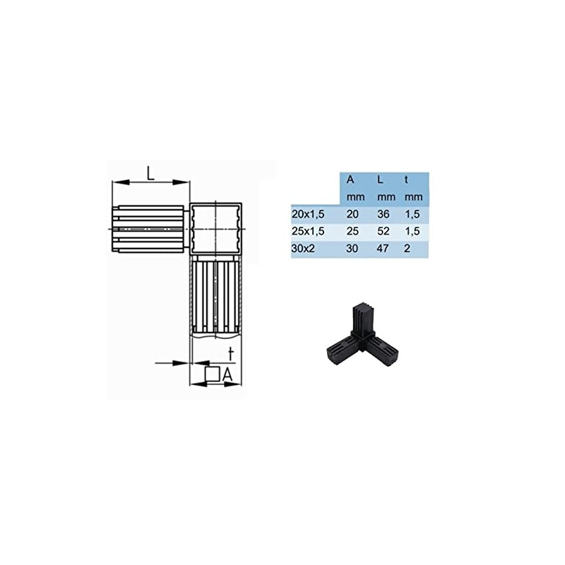 cyclingcolors Square Tube connectors 2 or 3 Way 20x20 25x25
