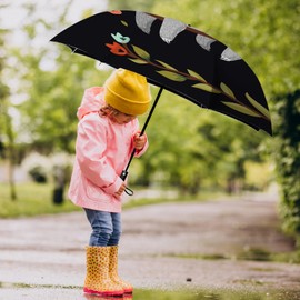 WSZYNDF Cute Sloth Print Mini Travel Compact Windproof Umbrella, Automatic Folding for Rain and Wind, UV Shade Sun Umbrella for Girl