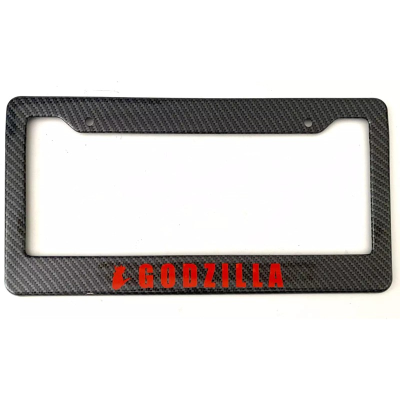 Godzilla Silhouette - Carbon Fiber with RED Automotive License Plate