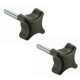2 x cross grips star handle threaded bolts M5 M6 plastic steel star grip screw lawn mower tractor.
