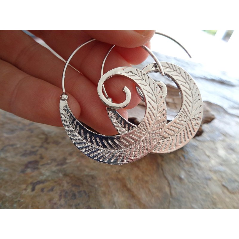 ✿ SILBER SPIRAL CREOLEN ✿ seitliche Ohrringe