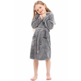 XINNE - Bata de baño unisex con diseño bonito para niños, Gris, 5-6 Años