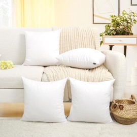 Coddsmz 4 Pack Decorative 100% Cotton Pillow Covers 16x16 Inch Square Cushion Cover Solid Throw Pillowcase for Home Bed Sofa (White, 40 x 40 cm (Pack of 4))