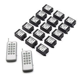 eMylo Automatic DC 12v 15 X 1 Channel Remote Control Switch Wireless Momentary Switch 433Mhz Wireless Relay Transmitter with Receiver, Normally Open