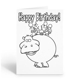 Stonehouse Collection | Happy Birthday Kid Set of Coloring Greeting Cards | 12 Color a Hippo Card and Envelopes (Hippo)