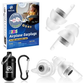 Naiicute Earplugs for children (6-12 years) - 2 pairs of ear plugs make it easier to balance pressure on the plane, 25 dB noise-reducing plugs for home, school and leisure - reusable ear plugs