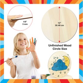Unfinished Wood Circles for Crafts 12 Inch Diameter, A Pack of 3 Thin Wood Rounds Cutouts for Home Decorations, Door Hanger, Wood Burning, Pyrography, DIY Projects. Made from 1/8 Inch Natural Plywood