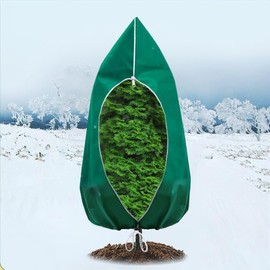 AUTOHJ Plant Covers Freeze Protection 79" x 98" Large Plant Frost Cloth Tree Cover Bags for Outdoor Winter Cold Weather Shrubs Trees Jacker Covers with Zipper & Drawstring(Green)