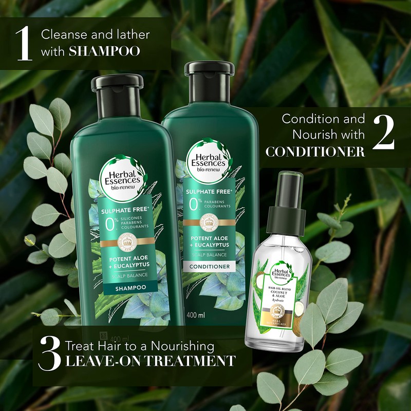 Herbal Essences Sulphate-Free Potent Aloe plus Eucalyptus Cleansing Shampoo 600ml