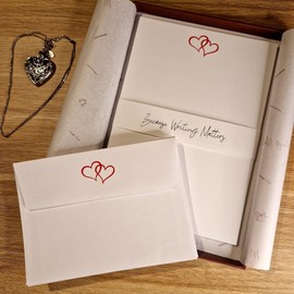 Me Loovely Double Love Heart Writing Sets A5 Stationery Paper & C6 Envelopes Letters Set (18 Letter & 18 Envelope with Gift Box)