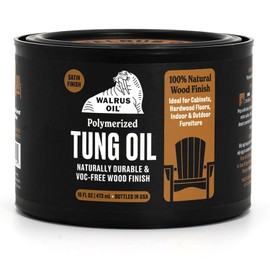 Walrus Oil - Polymerized Tung Oil. 100% Natural, VOC-Free, Heat Bodied, Fast Curing Wood Sealer and Finish. Food-Contact Safe, 16oz Can