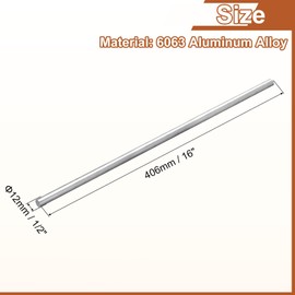 uxcell 1/2"(12mm) Dia Round Aluminum Rod, 16"(406mm) Long 6063 Aluminum Round Rod Solid Lathe Bar Stock for Industry Construction DIY Crafts