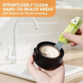 Juego de cepillos de limpieza de huecos de tapa 3 en 1, cepillo para polvo de limpieza multifuncional para botellas, limpiador de huecos de tapa de taza de silicona, herramientas de limpieza de