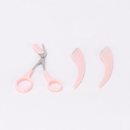 Half-Moon Eyebrow Razor, Thinning Scissors, Eyebrow Grooming Set Pink 3ea