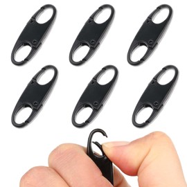 DIVINA VITAE Zipper Clips Anti Theft Deterrent, 6PCS S Carabiner Small Zipper Pull Locks Mini Snap S Hooks for Backpacks Camping Fishing Traveling Outdoor Sports (Black)