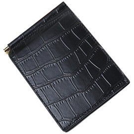 Legare Money Clip, Genuine Leather, Assorted Colors (Velour Gift Box) Money Clip, crocodile black/brown